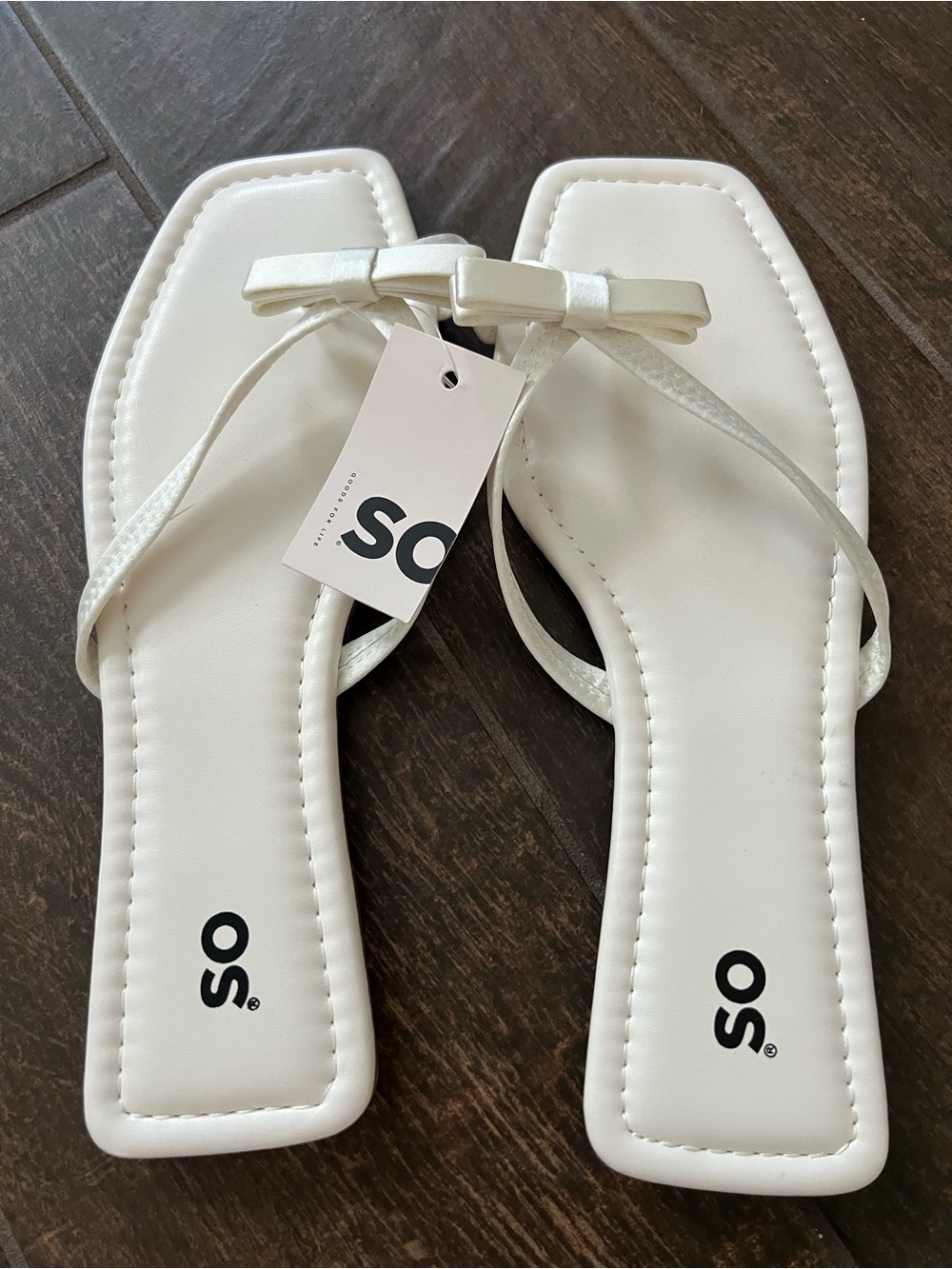 Brand new White Bow Square-Toe Sandals